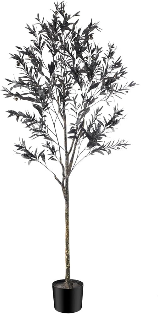 6ft Black Olive Tree, 72" Tall Halloween Tree for Indoor Decor, Artificial Olive Tree with Pot, F... | Amazon (US)