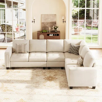 Shavera 5-Piece Velvet Upholstered Sectional Couch L Shaped Corner Modular Sofa 5-Seat Livingroom Apartment Couch | Wayfair North America