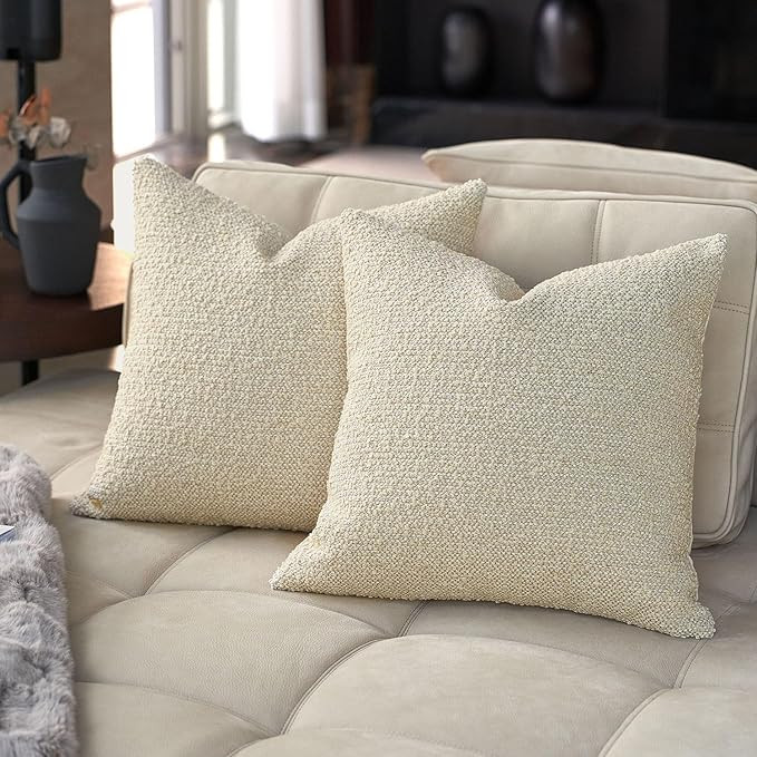 DOMVITUS Pillow Covers 20x20 Set of 2, Boucle Pillow Covers, Luxury Decorative Neutral Throw Pill... | Amazon (US)
