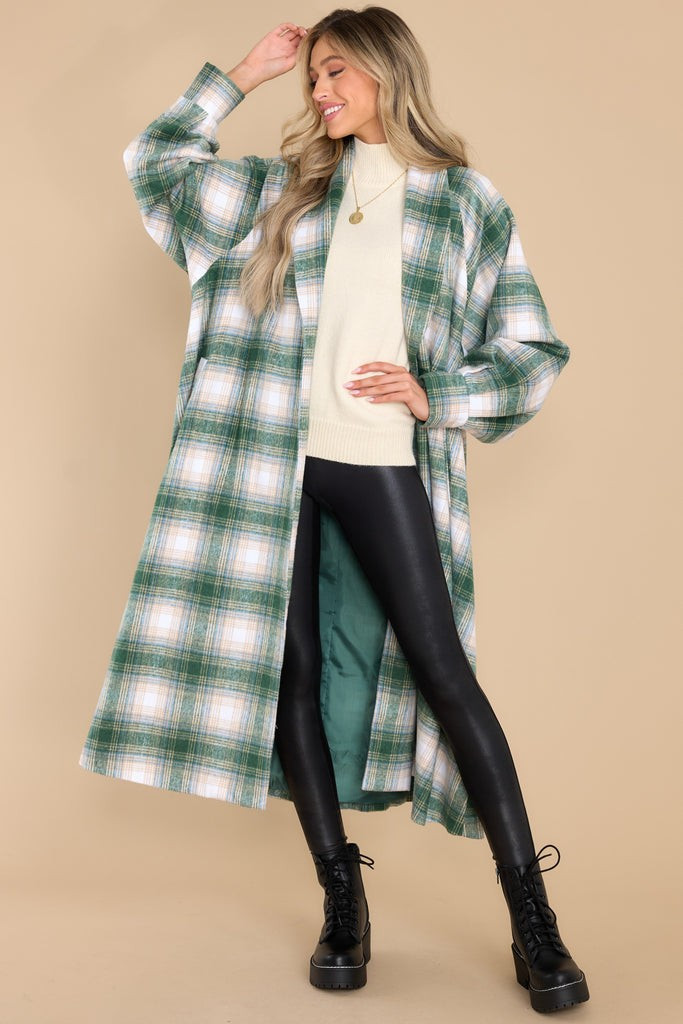 Cuddly Company Green Plaid Coat | Red Dress 