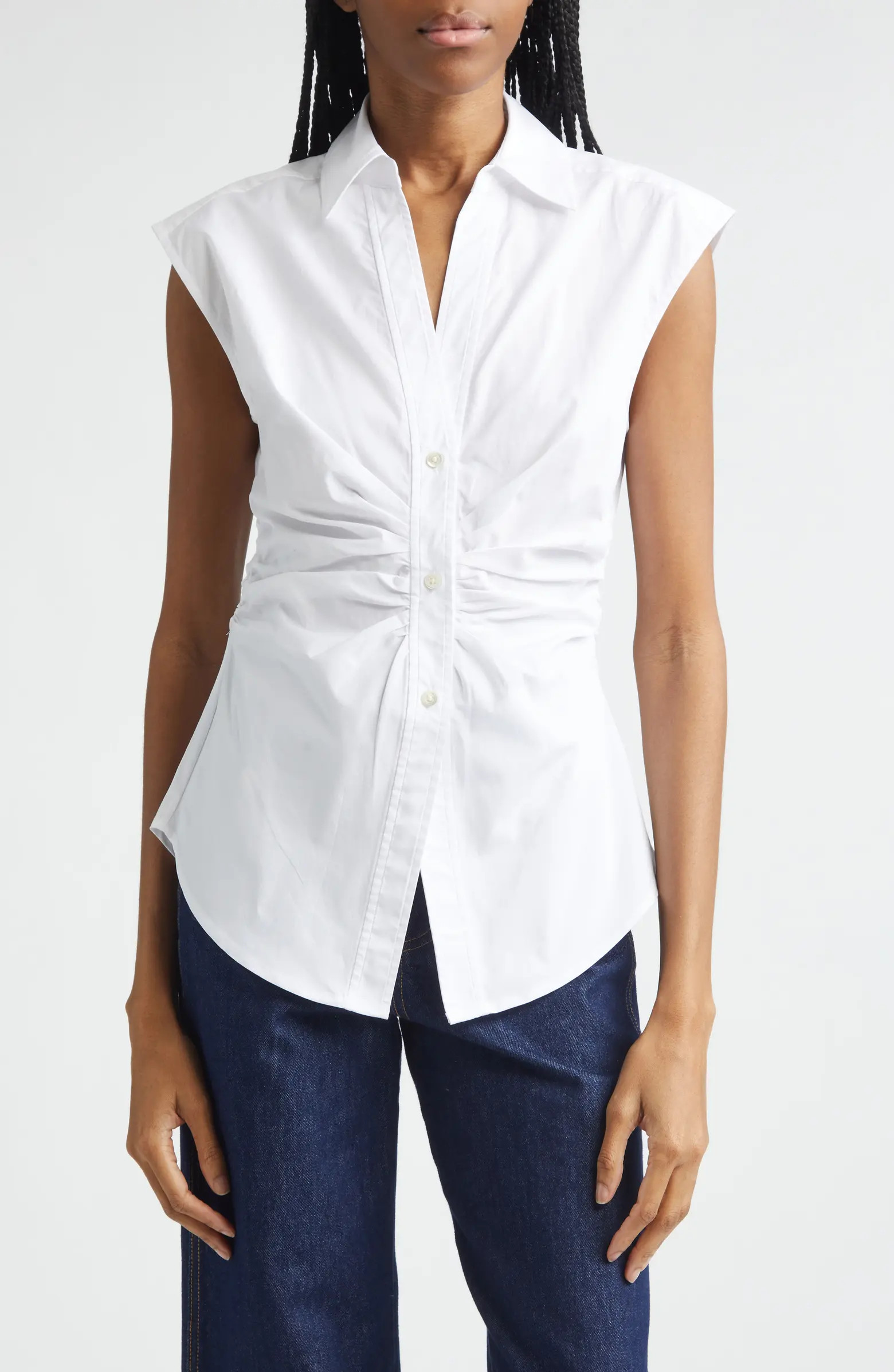 Devra Ruched Button-Up Shirt | Nordstrom