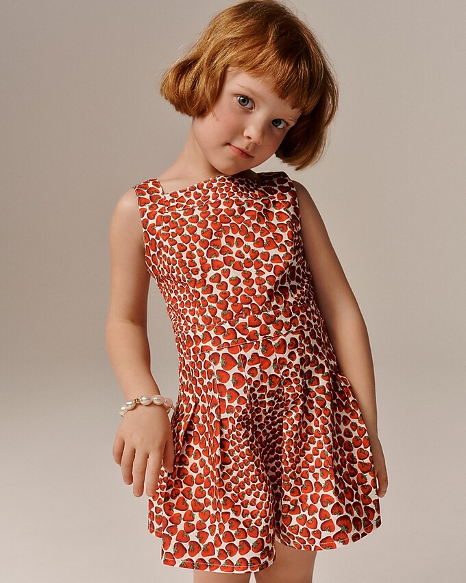 Girls' pleated romper in strawberry swirl print | J. Crew US