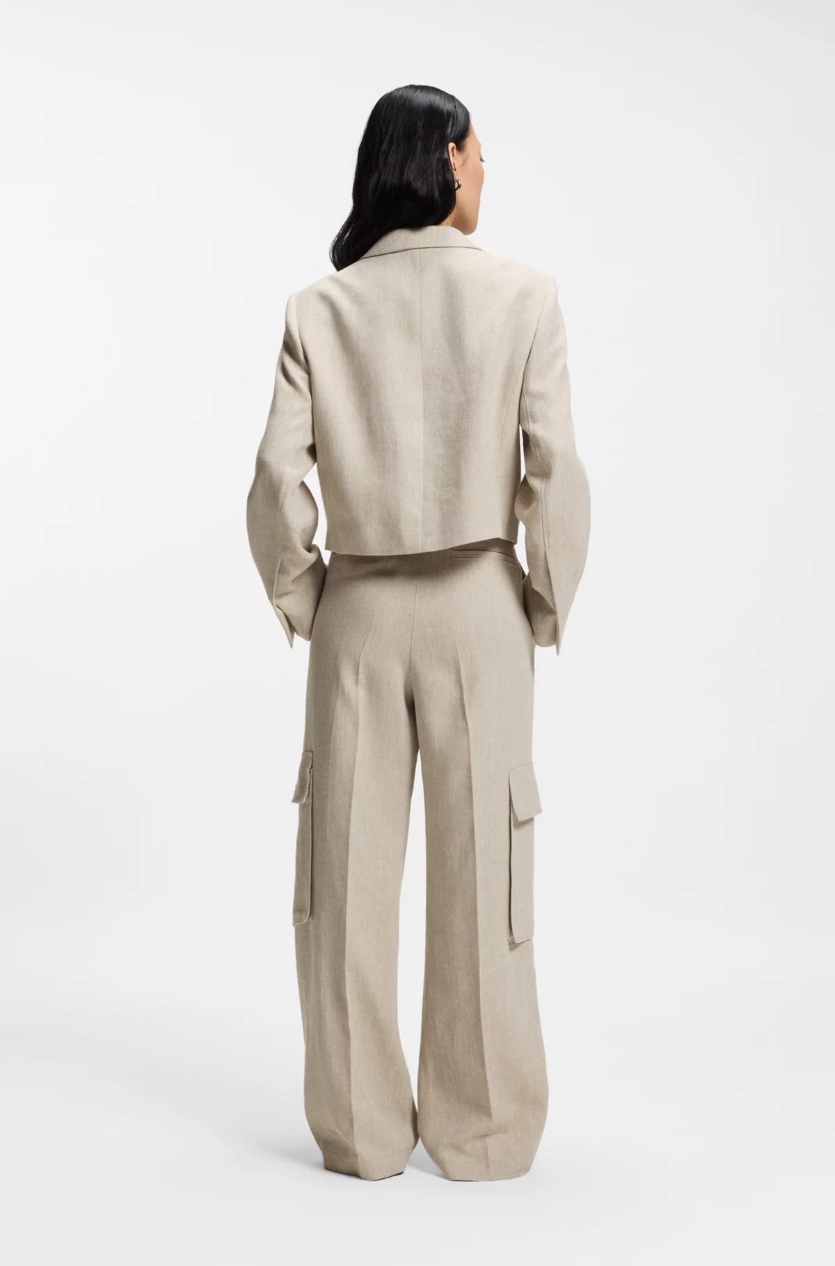Oversize-fit blazer in a herringbone-patterned linen blend | Hugo Boss (US)