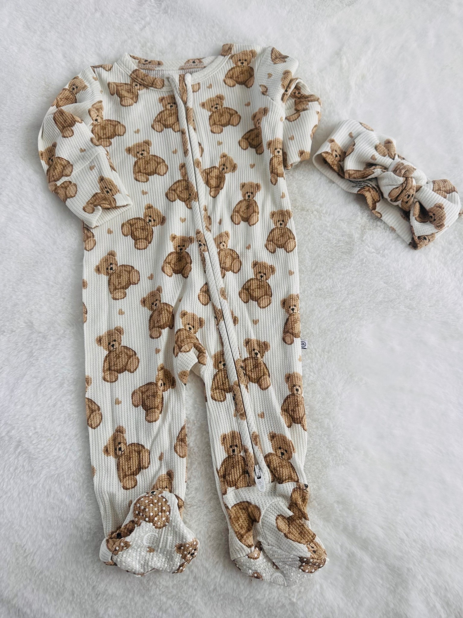 Baby going home outfit from hospital with matching bow
Teddy bear sleeper outfit @Caden Lane 

#LTKBump #LTKmomlife #LTKBaby