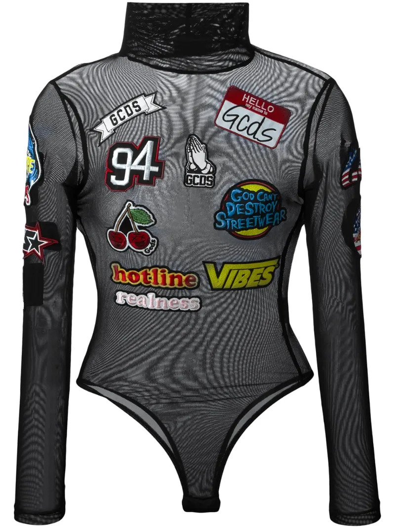 Gcds mesh patch detail bodysuit | FarFetch US