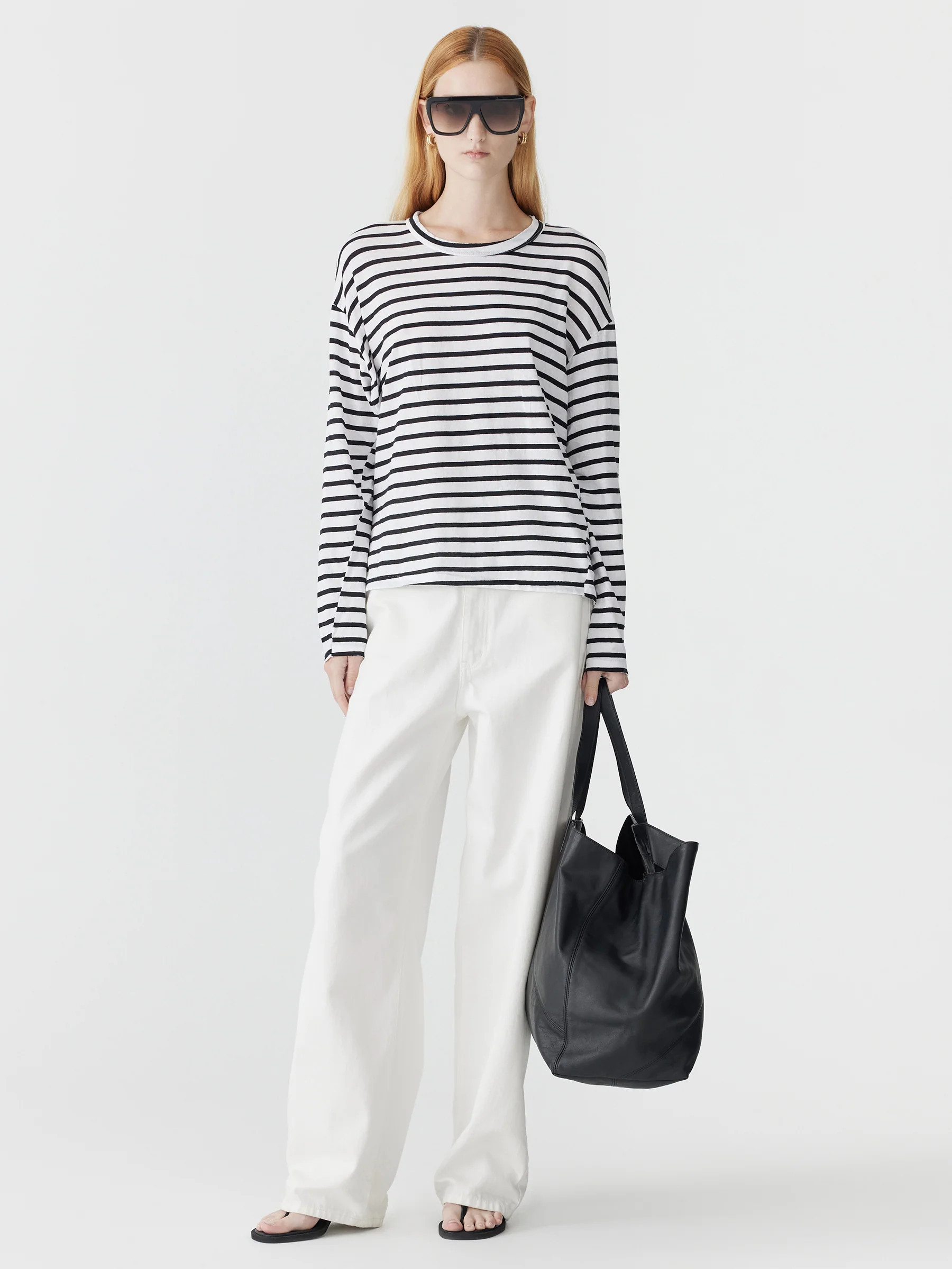 Stripe Slouch Long Sleeve T-Shirt | Bassike