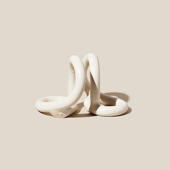 Sin Bacchus Bookends, Stoneware, Ceramic, White, Set Of 2 | West Elm (US)