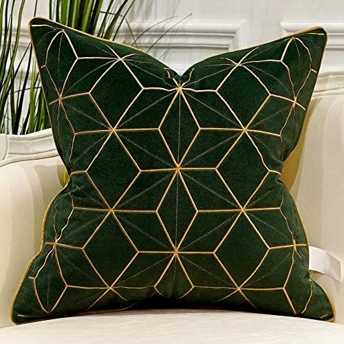 Avigers 20 x 20 Inches Green Gold Plaid Cushion Case Luxury European Throw Pillow Cover Decorative P | Amazon (US)