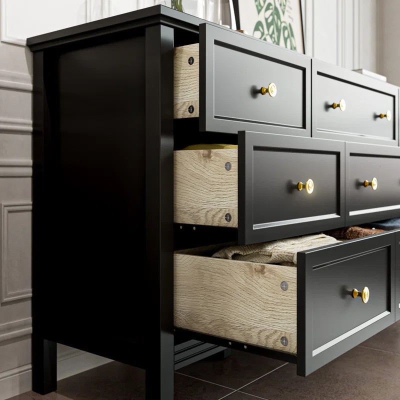 Winston Porter White 9 Drawer Dresser, Modern Dresser With Gold Handles & Reviews | Wayfair | Wayfair North America