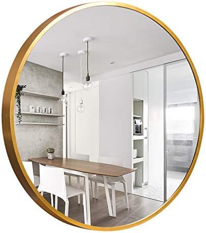 self Round Wall Mirror - 32" Large Wall Mounted Mirror, Aluminum Alloy Frame Round Mirror for Bat... | Amazon (US)