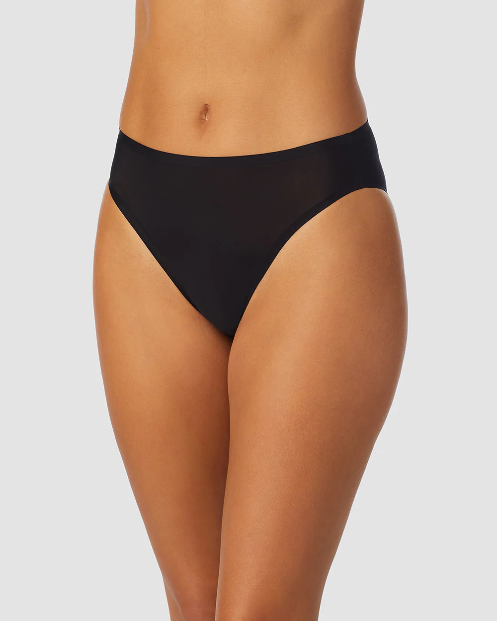 Heavenly Stretch Hi Cut Brief - Black | On Gossamer