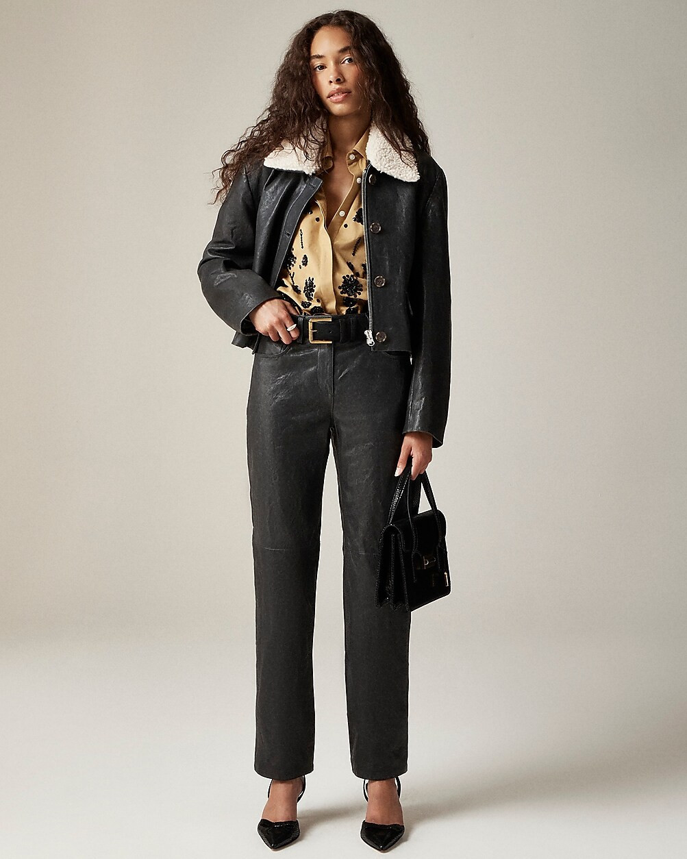 Collection straight-leg leather pant | J. Crew US