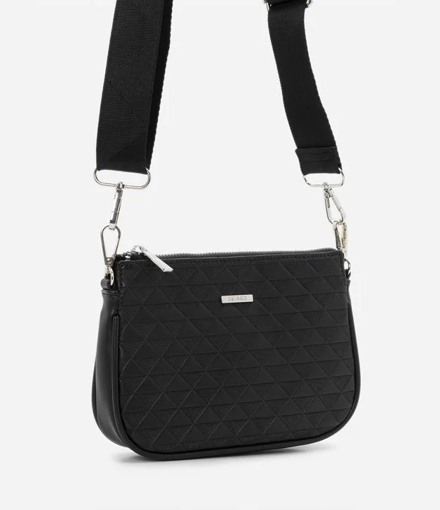 Bolsa Transversal 2 em 1 Textura em Relevo com Alça de Gorgurão e Corrente Preto | Renner (BR)