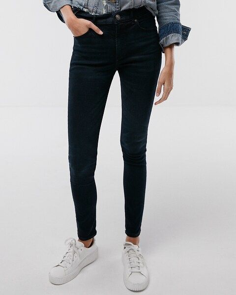 high waisted denim perfect dark wash jean leggings | Express