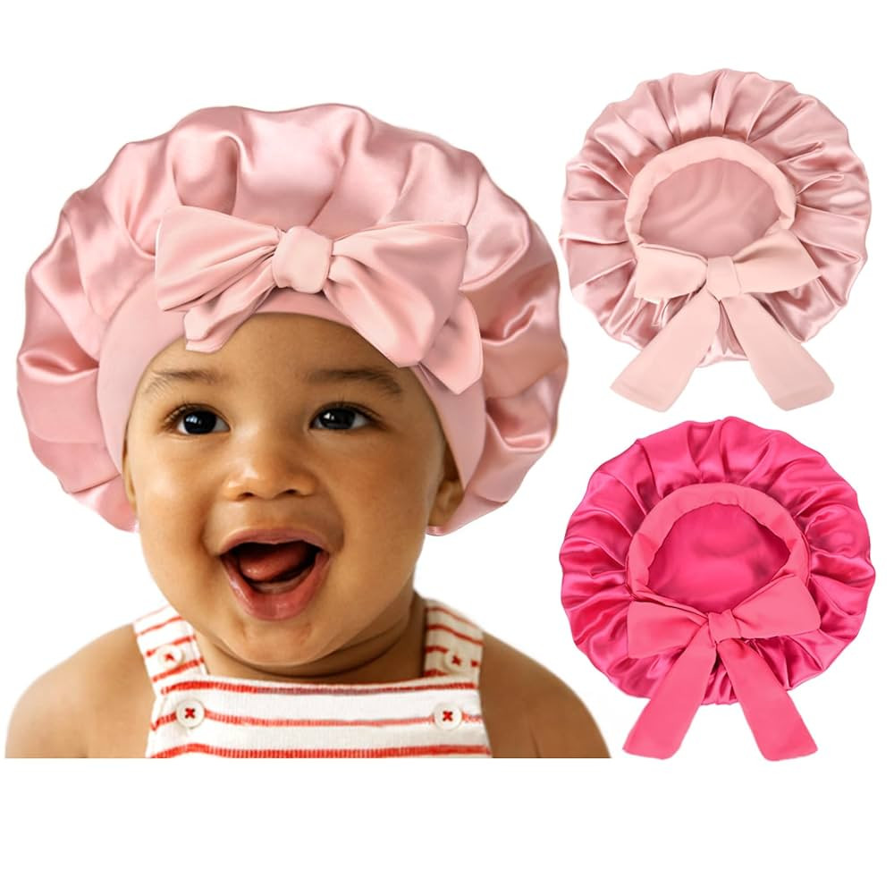 YANIBEST 2 PCS Baby Bonnet Toddler Silk Satin Bonnet for Kids Sleeping Cap Curly Natural Hair Bab... | Amazon (US)