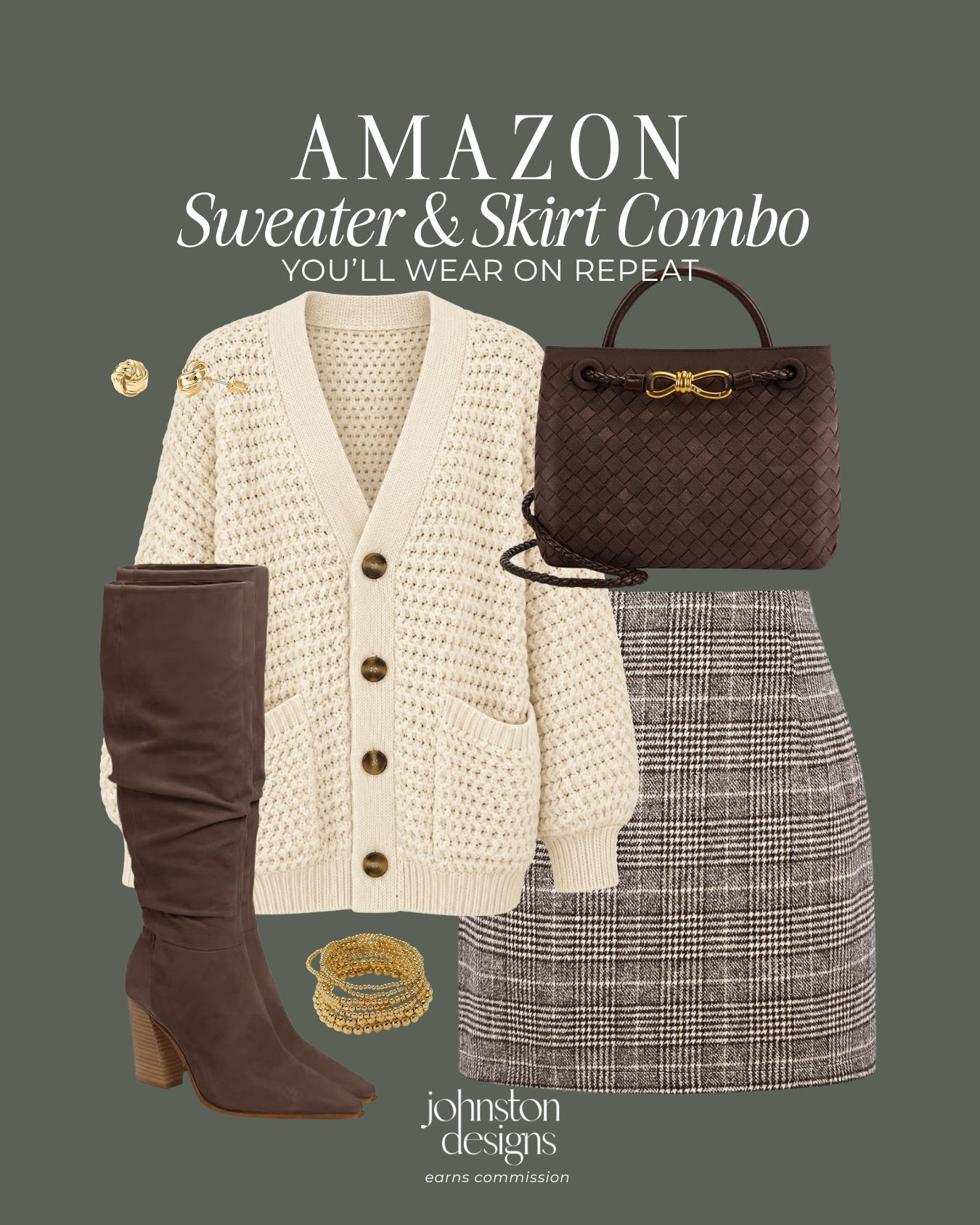 The Amazon sweater + skirt combo you’ll wear on repeat. 🤎 A cozy cream cardigan, plaid mini skirt, and brown knee-high boots make the cutest fall outfit. Finish with a woven bag and gold jewelry for brunch, date night, or Thanksgiving!

Amazon fall outfit, cream knit cardigan, button front sweater, plaid mini skirt, brown knee high boots, woven handbag, gold jewelry, neutral fall fashion, sweater and skirt outfit, Thanksgiving outfit, fall date night outfit

#amazonfashion #amazonfinds #falloutfits #sweaterweather #plaid skirt #kneehighboots #neutralstyle #thanksgivingoutfit 

 #LTKootd #LTKSeasonal