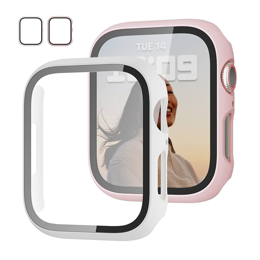 JZK 2 Pack Case with Tempered Glass Screen Protector for Apple Watch Series 6/5/4/SE 40mm, Slim G... | Amazon (US)
