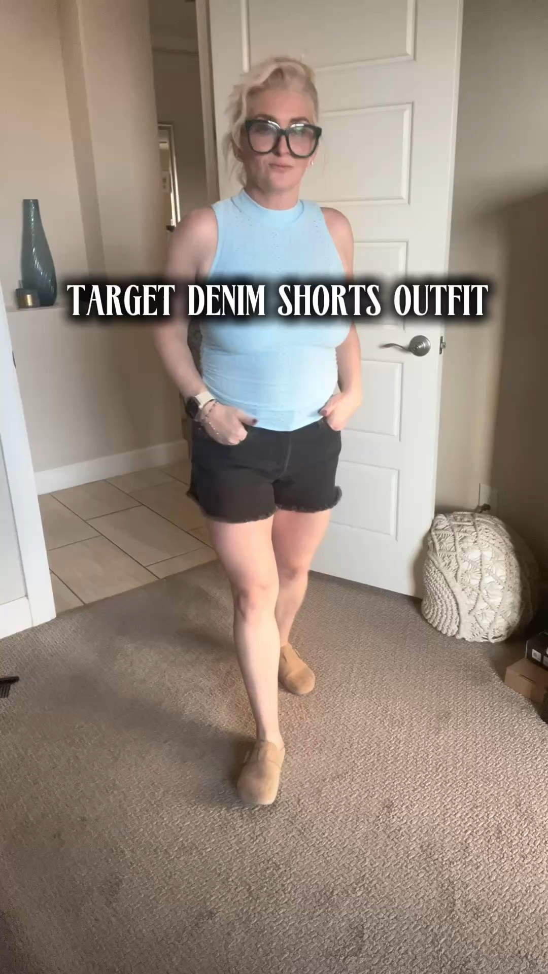 These Target denim shorts are such a good everyday pair. I styled them with a fitted SHEIN top and my Steve Madden slip-ons for a simple casual look. Linked everything here.