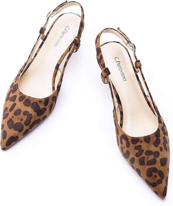 C.Paravano Slingback Heels for Women Pointed Toe Heels Sandals Pointed Slingback Kitten Heels Sli... | Amazon (US)