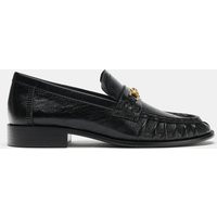 Zara - Leather Loafers With Metal Ornament - Black - 9 - Woman | Zara US
