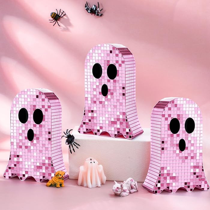 GlikCeil 3 Pcs Halloween Disco Ghost Decor 6 Inch Ghost Disco Ball Table Decoration Indoor Glitte... | Amazon (US)