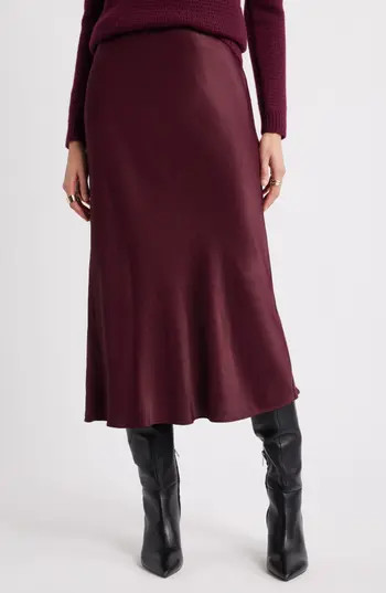 Nordstrom Bias Cut Satin Skirt in Burgundy Royale at Nordstrom Rack, Size Xx-Small | Nordstrom Rack