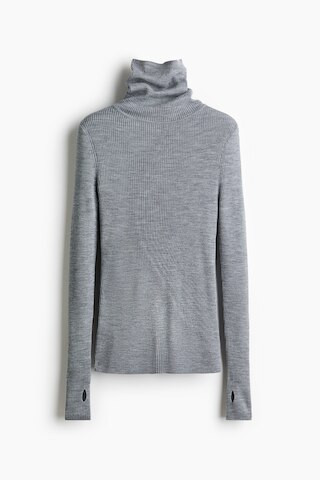H & M - Merino Wool Turtleneck Top - Gray | H&M (US + CA)