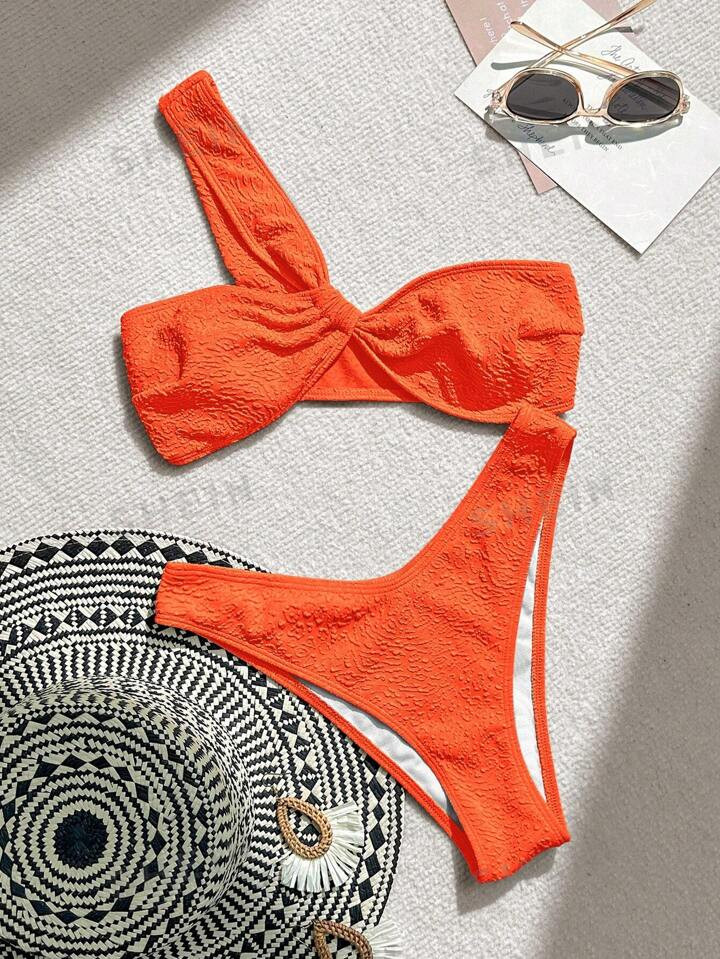 Ladies' One-Shoulder Textured One Piece Swimsuit | SHEIN