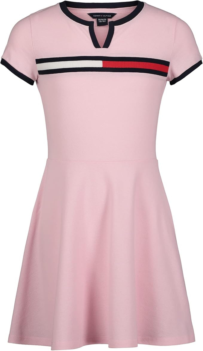 Tommy Hilfiger Girls' Short Sleeve Flag Dress, Sporty Style with Classic Logo Design & Taping Tri... | Amazon (US)