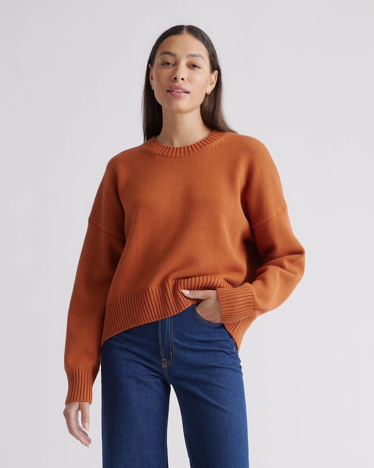 100% Organic Cotton Boyfriend Crew Sweater | Quince