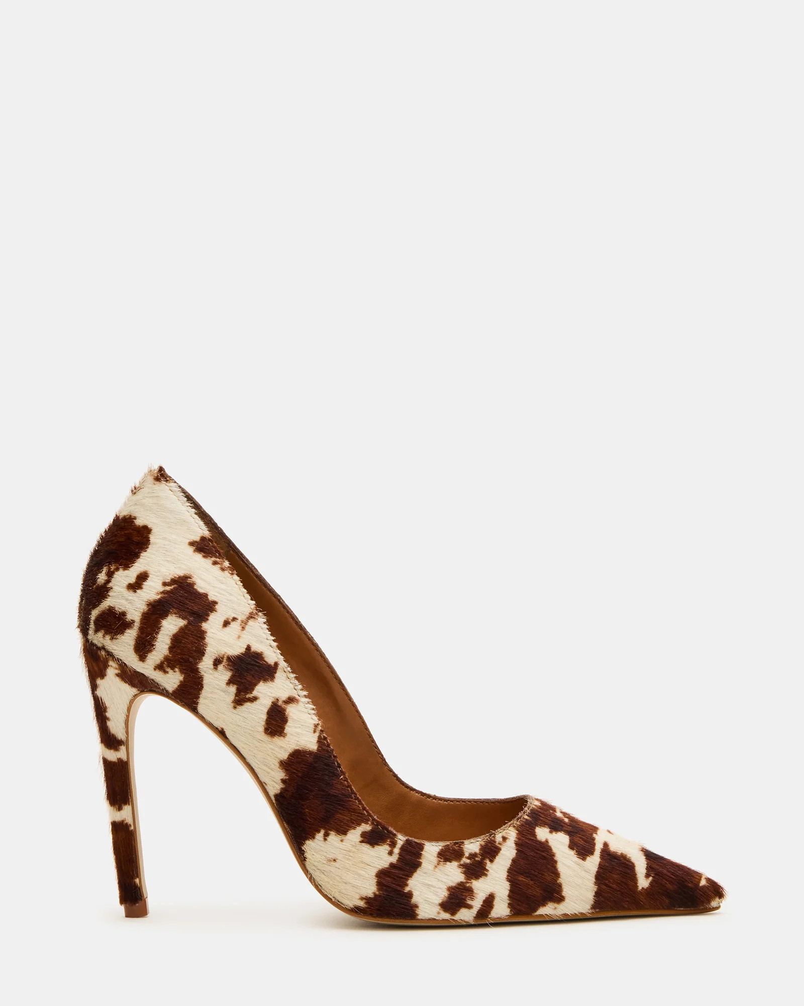 NOIR Brown Cow Print Pointed-Toe Stiletto Pump Women's Heels | Steve Madden (US)