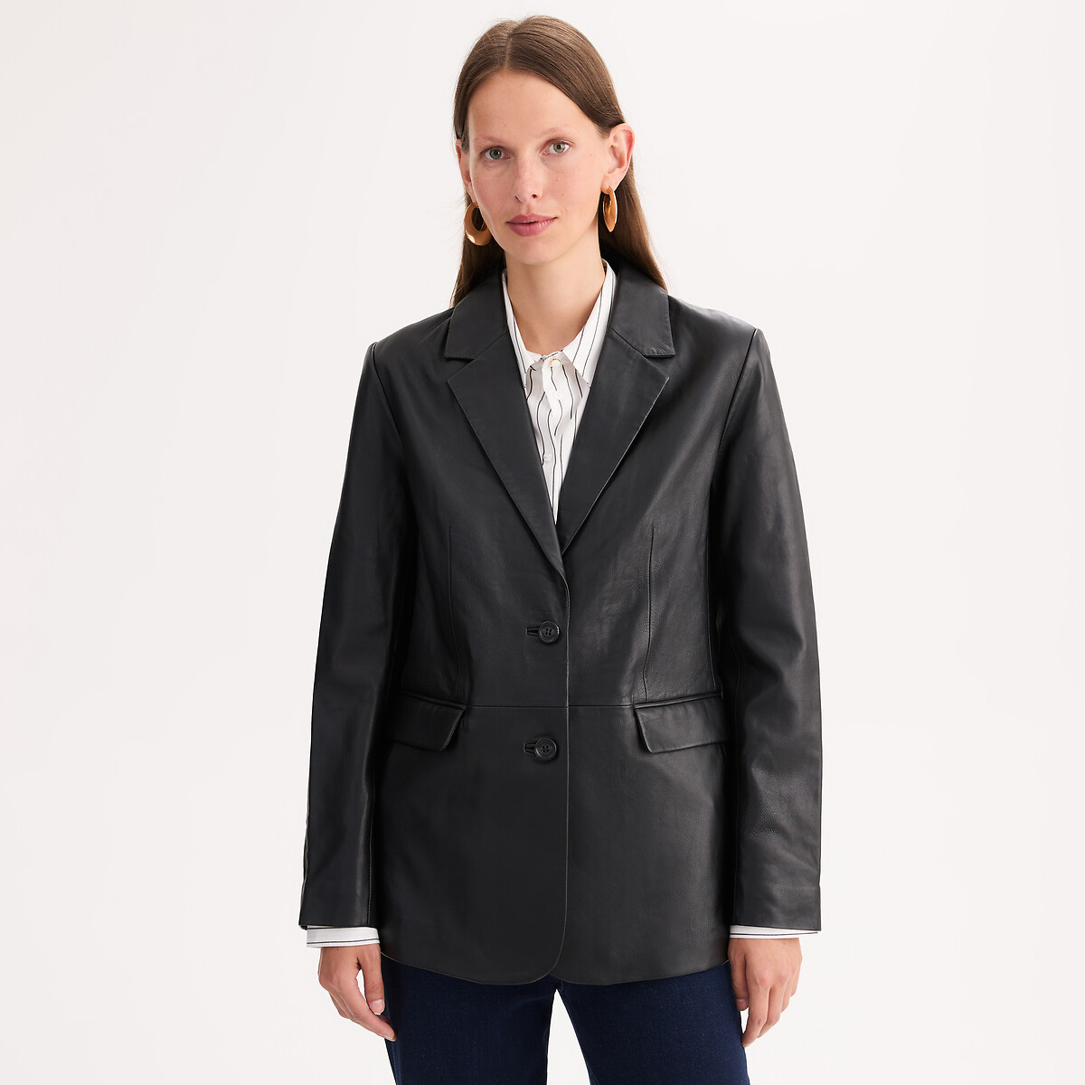 Regular Fit Blazer in Lambskin Leather | La Redoute (UK)