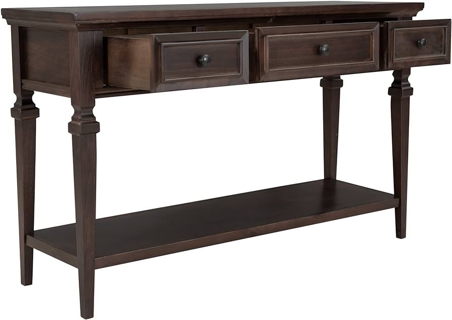 50" Console Table with 3 Top Drawers, Entryway Solid Wood Sofa Tabless w/Open Style Bottom Shelf ... | Amazon (US)