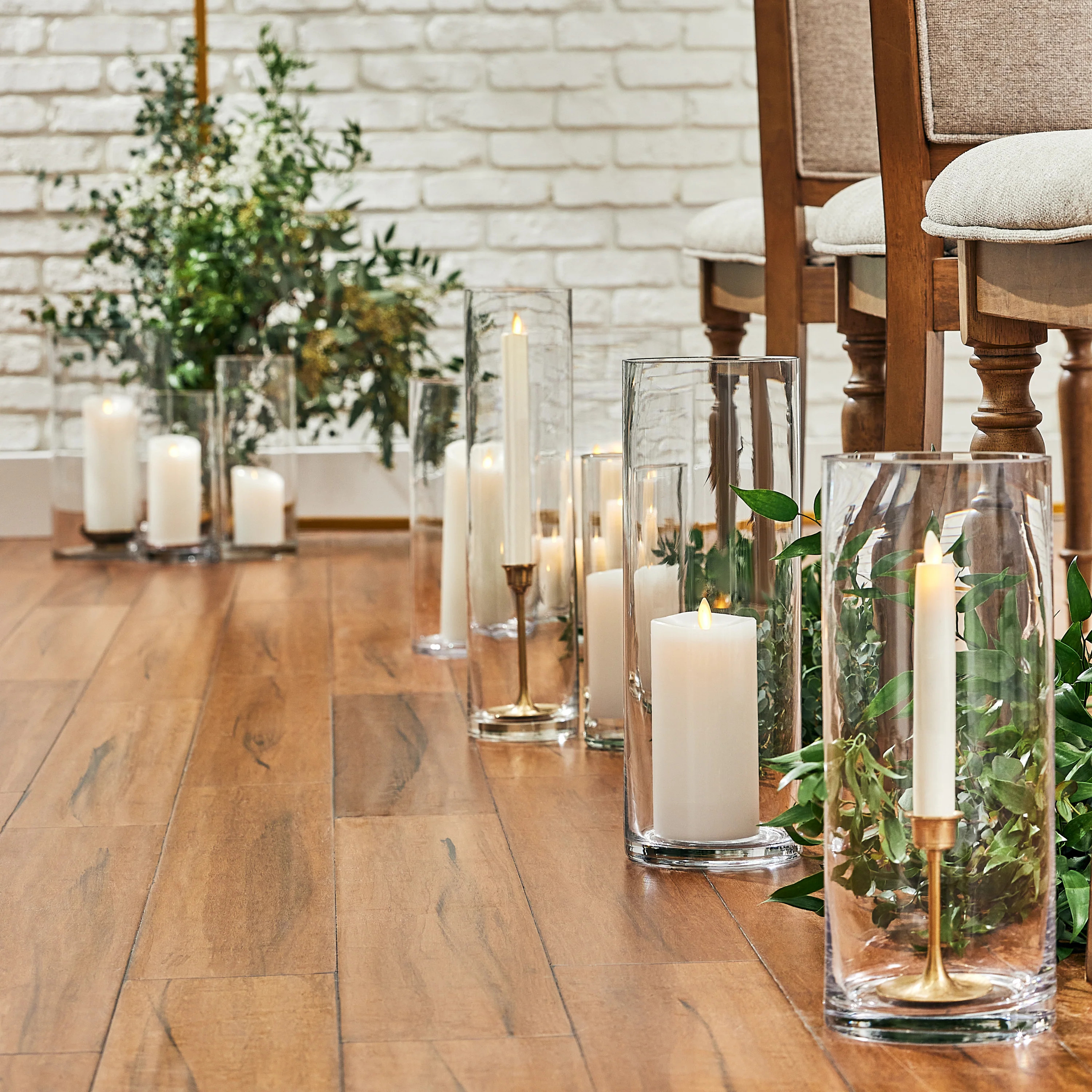 White Flameless Candle Pillars with Remote - Melted Top - Set of 3 | Luminara