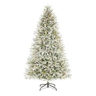 9 ft. Kenwood Frasier Fir Flocked LED Pre-Lit Artificial Christmas Tree with 1200 Warm White Ligh... | The Home Depot