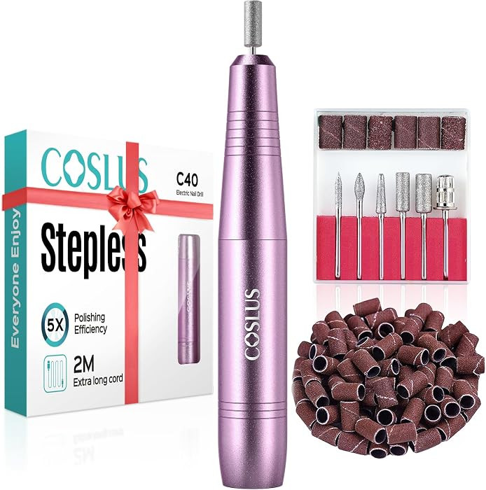 COSLUS C40 Electric Nail Drill Professional, Precise Speed Dial, Purple | Amazon (US)