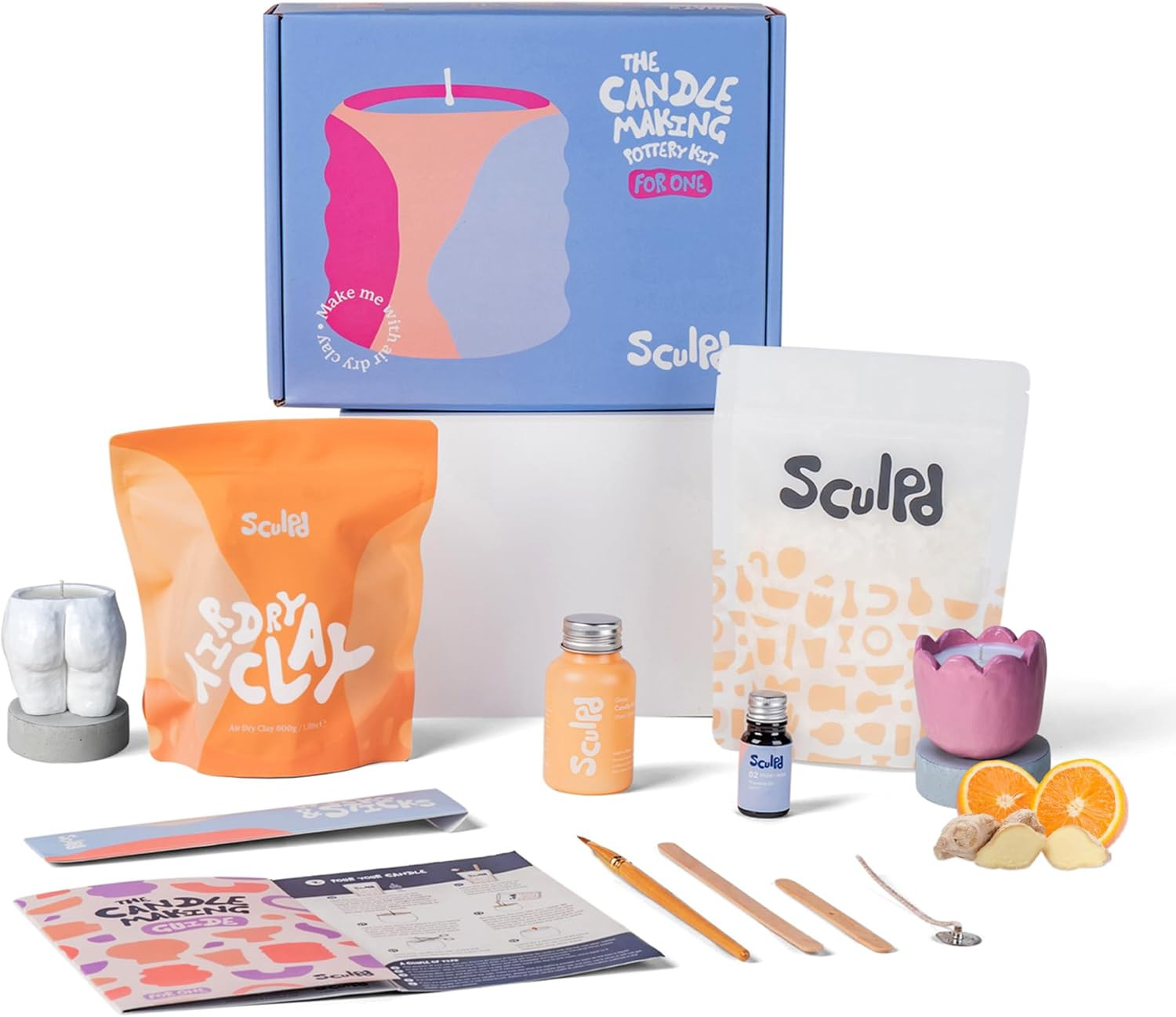 Sculpd Candle Making & Pottery Kit - Complete Art Set: Includes Air Dry Clay, Soy Wax, Fragrance ... | Amazon (US)