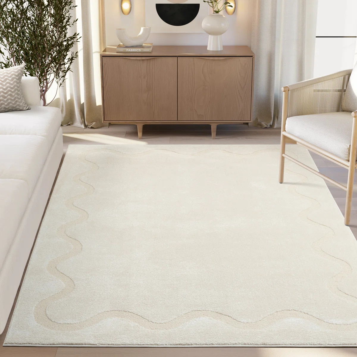 Hatton Power Loom Scalloped Border Area Rug | Wayfair North America