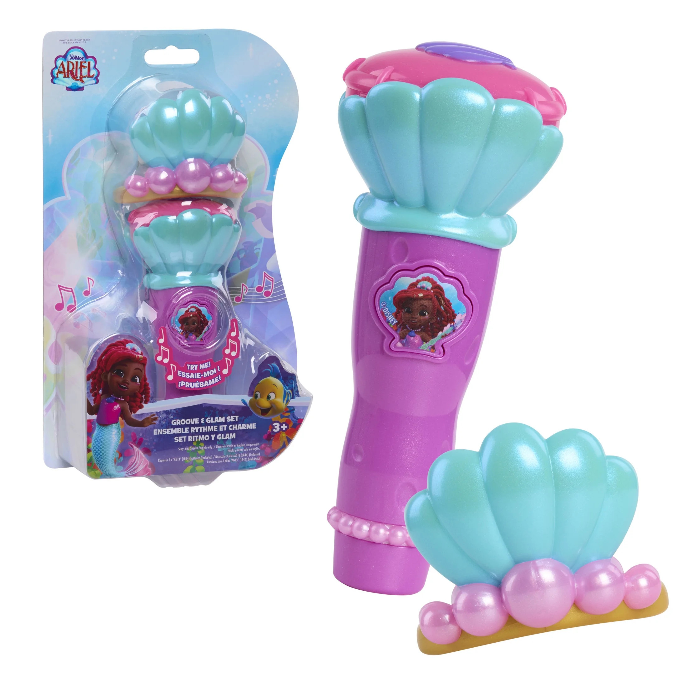 Disney Junior Ariel Groove and Glam Set, Microphone and Tiara, 2-piece Dress Up and Pretend Play ... | Walmart (US)