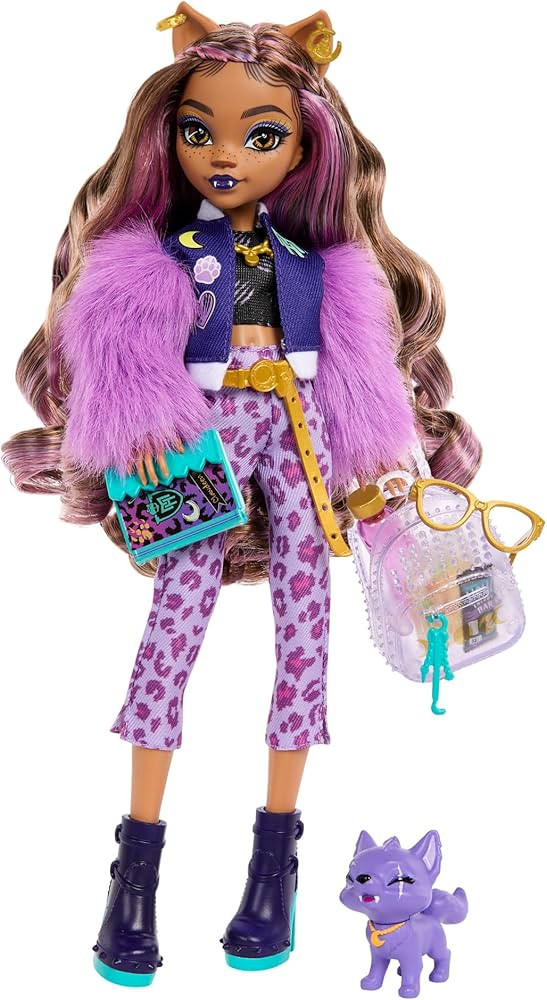 Monster High Clawdeen Wolf Doll with Pet Dog Crescent & Accessories Like Backpack, Planner, Snack... | Amazon (US)