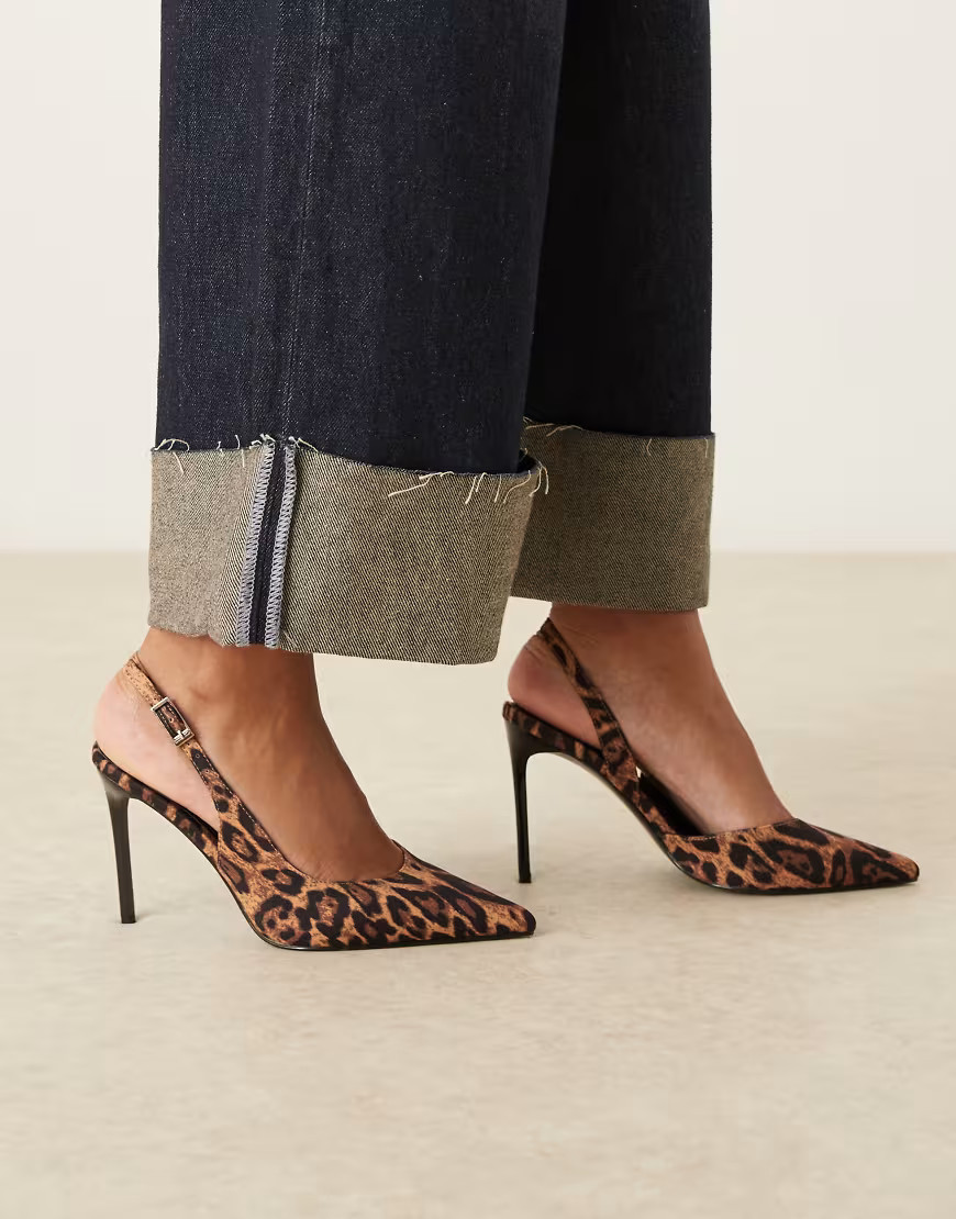 ASOS DESIGN Polar d'orsay slingback high heel shoes in leopard-Multi | ASOS (Global)