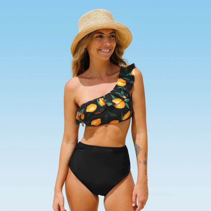Women's One Shoulder Ruffled High Waisted Bikini - Cupshe | Target