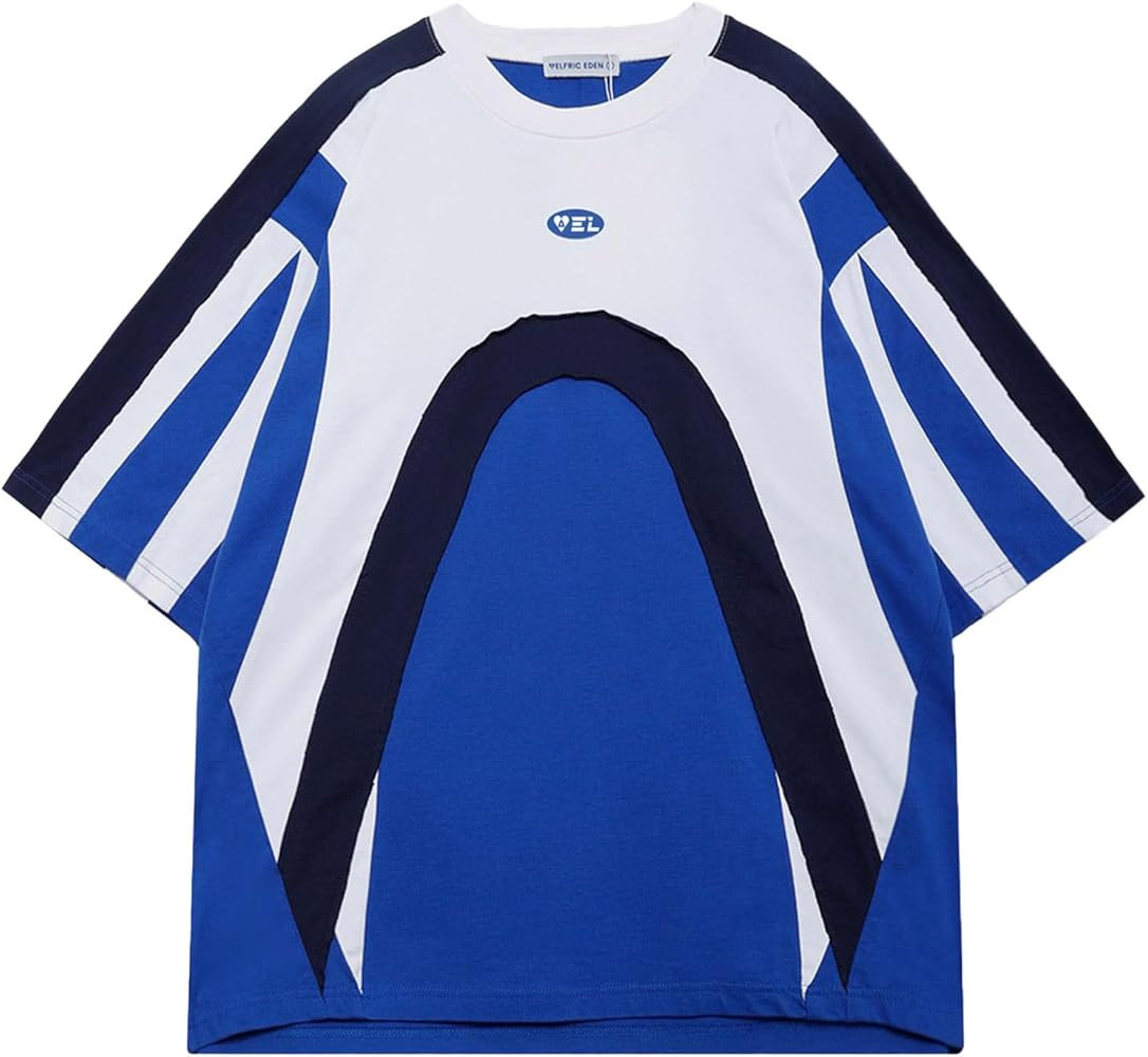 Aelfric Eden Graphic Tees Y2k Mens Oversized T Shirt Color Block Racing Streetwear Shirts Unisex ... | Amazon (US)