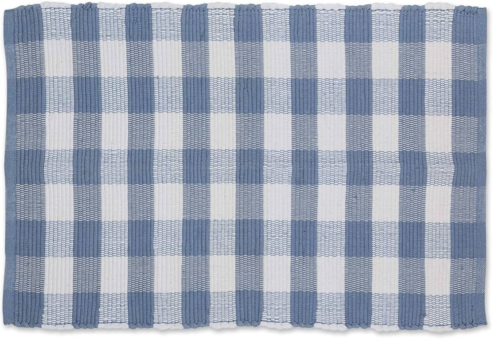 DII Buffalo Check Rug Collection, Hand Dyed Reversible Chindi Rug, 26x40, Stonewash Blue | Amazon (US)
