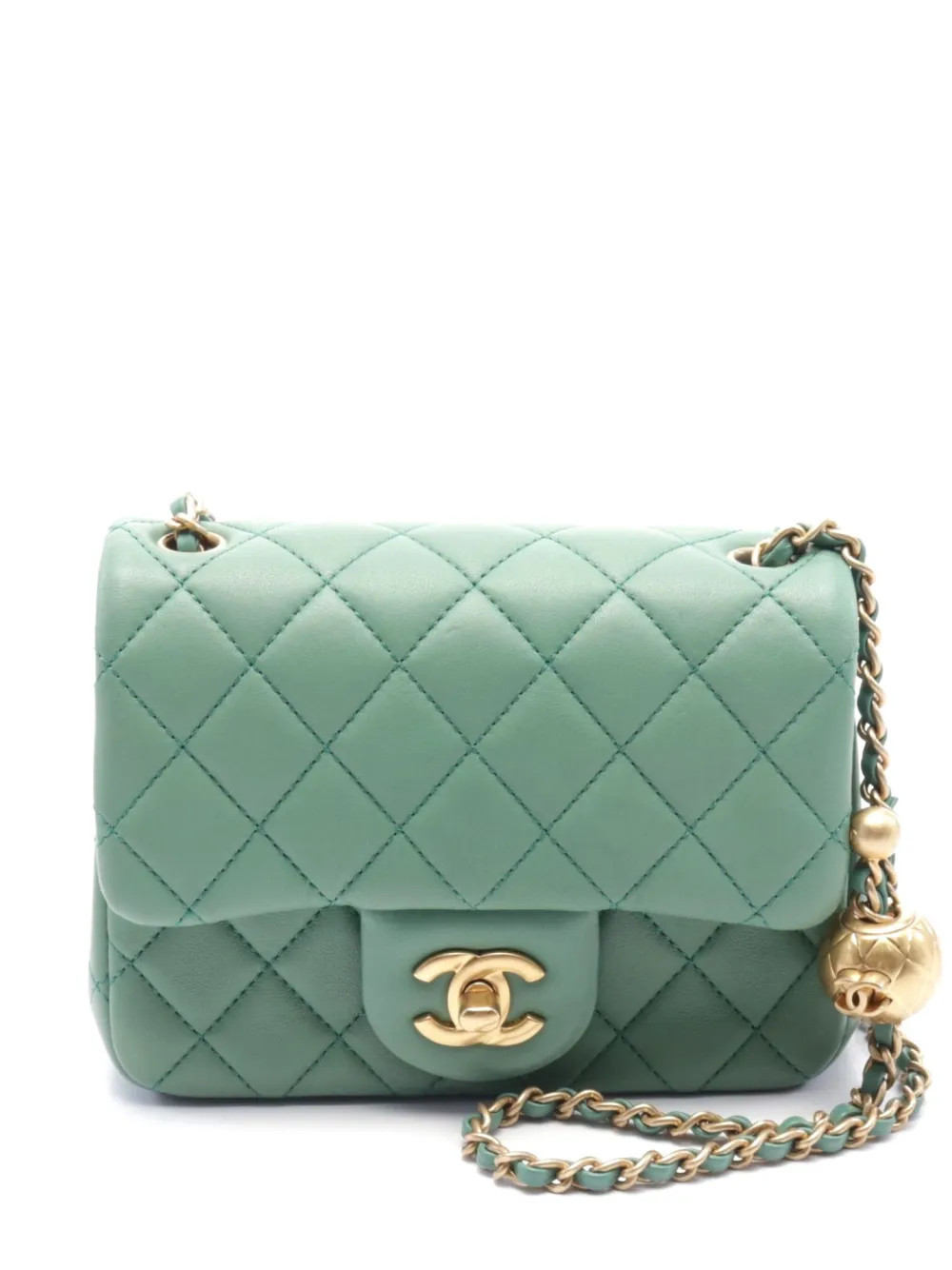 CHANEL Pre-Owned 2021 mini matelassé 20 chain shoulder bag - Green | Farfetch Global