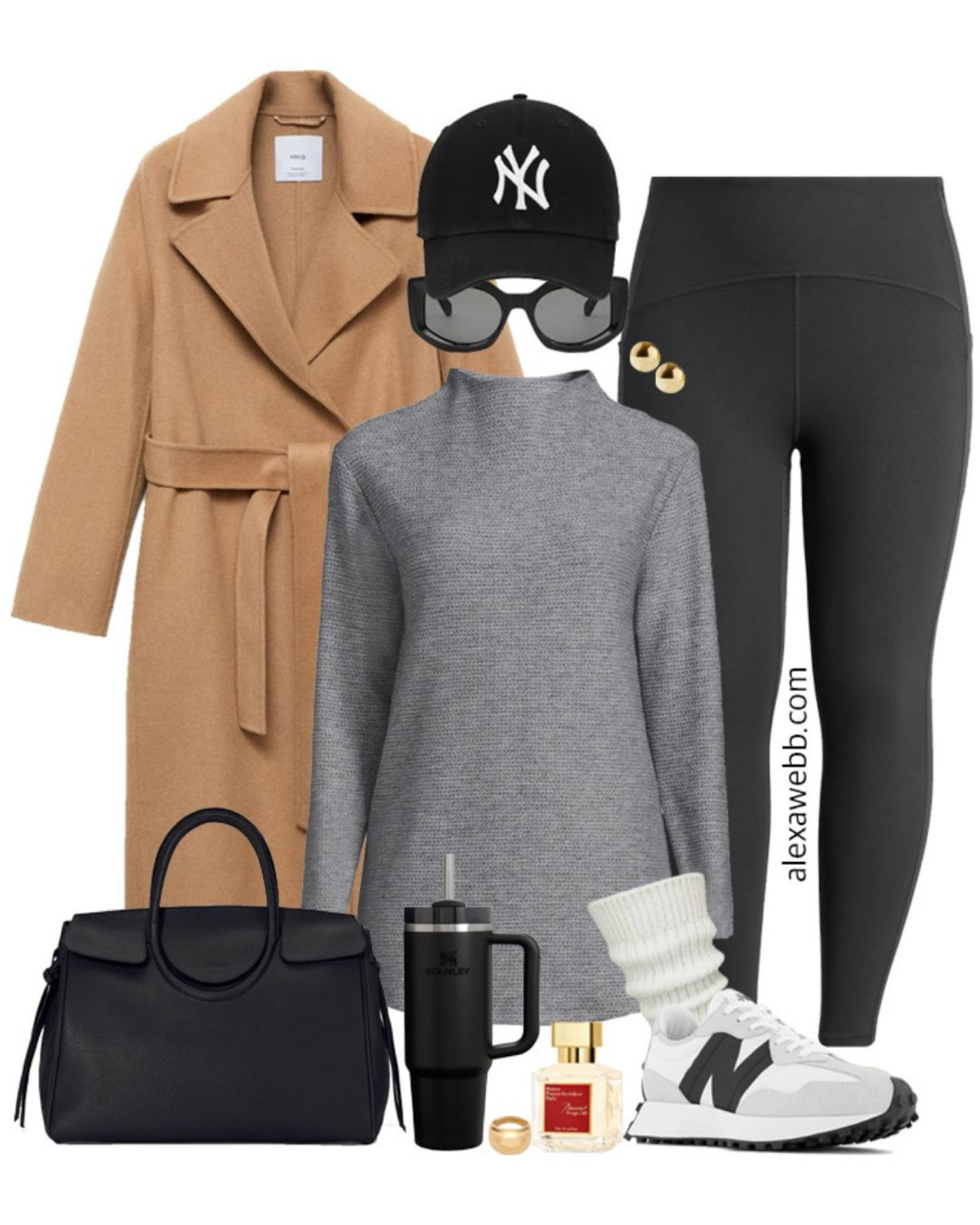 Plus Size Winter Errands Outfit - A plus size casual loungewear outfit with black leggings, a tunic, New Balance sneakers, and a coat. Alexa Webb

#LTKStyleTip #LTKShoeCrush #LTKPlusSize