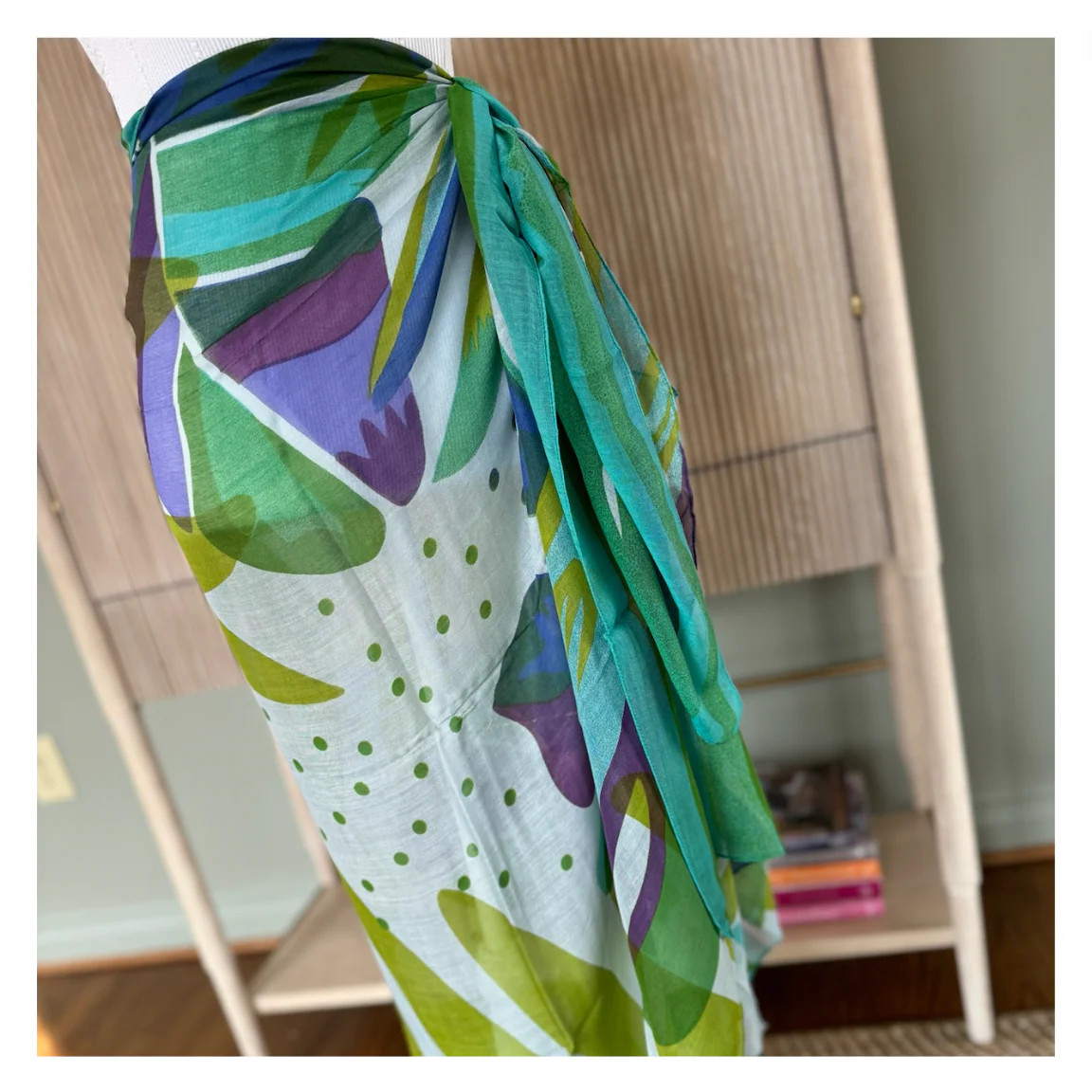 Green Leaf & Dots Print Sarong | Shop Bijou