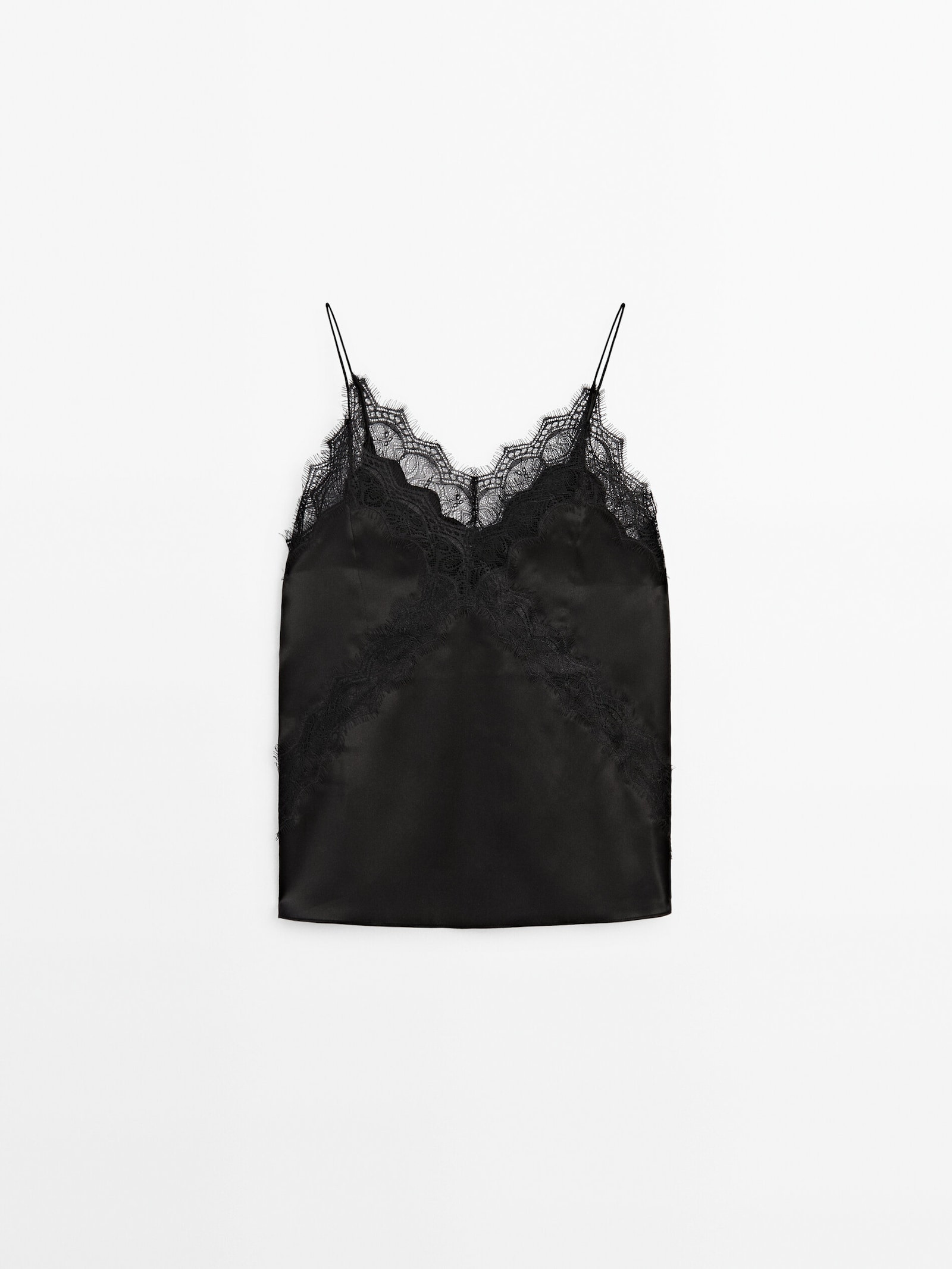 Top in Lingerie-Optik mit Spitze - Studio | Massimo Dutti DE