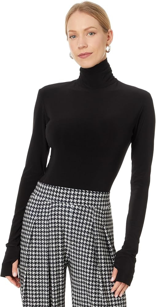 Norma Kamali womens Slim Fit Long Sleeve Turtle Top Short | Amazon (US)