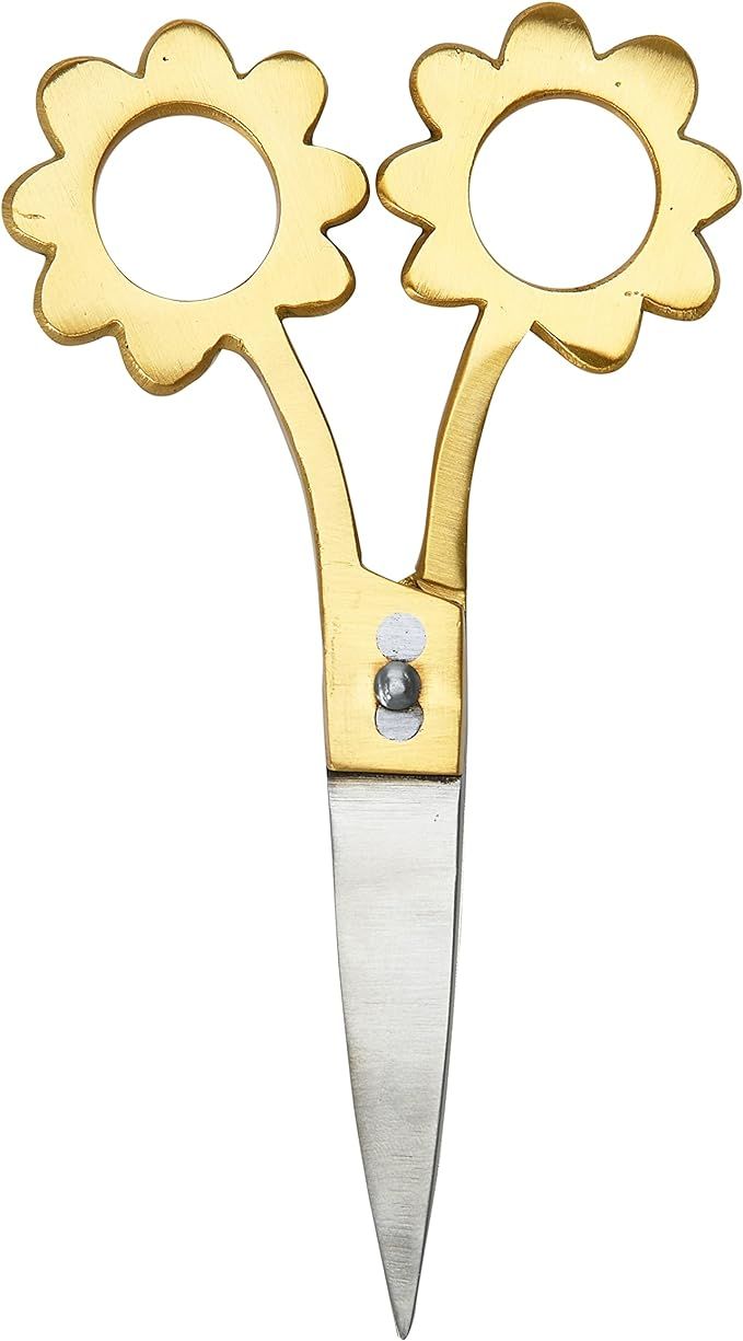 Creative Co-Op Metal Kitchen Shear Scissors with Flower Shaped Handles Décor, Brass | Amazon (US)
